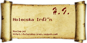 Holecska Irén névjegykártya